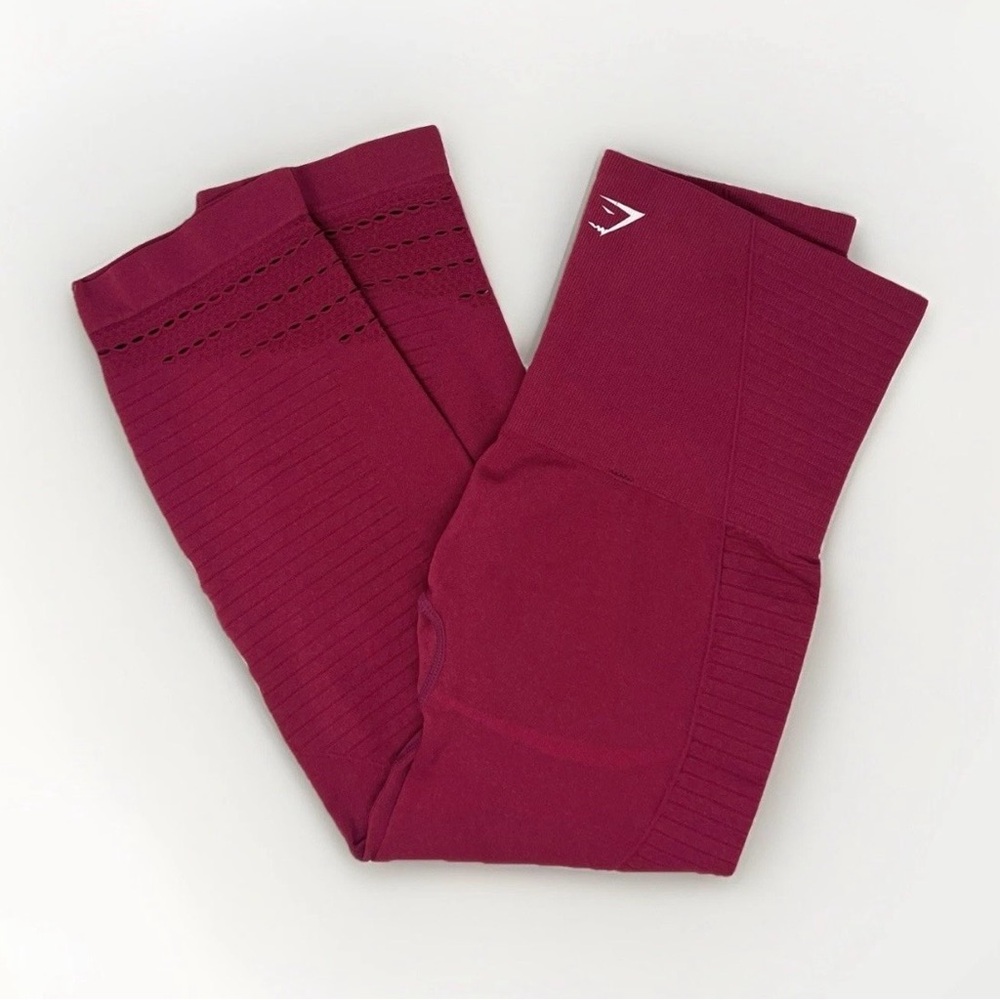 Gymshark Leggings High Waist Laser Cut Cropped Beet Root Maroon Small S
